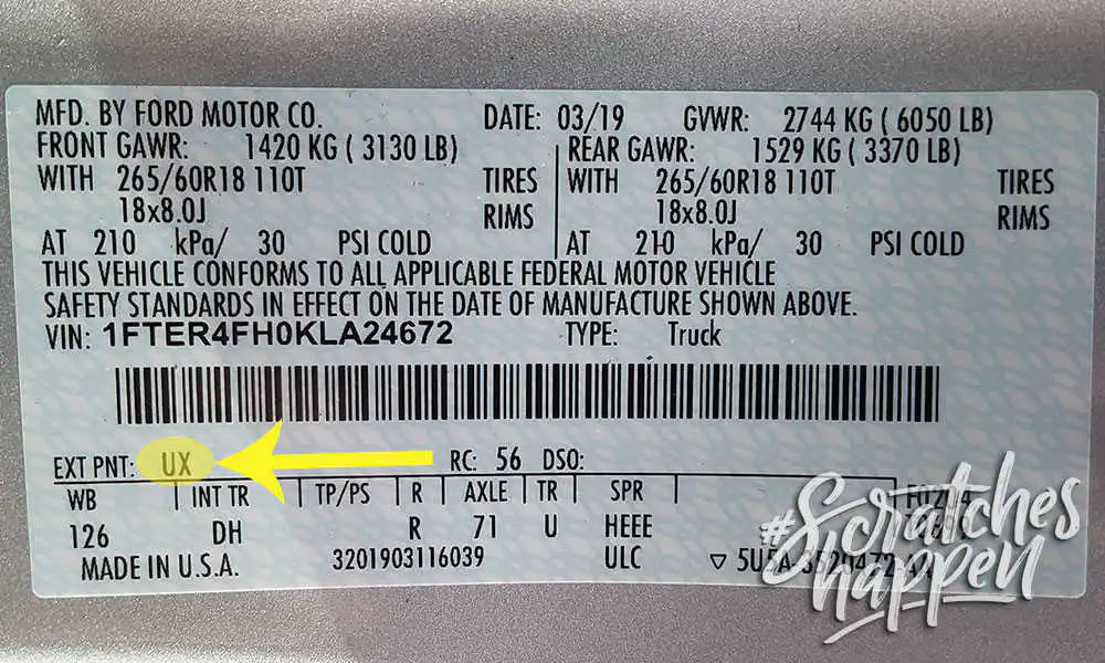 Ford Paint Code Location (Sticker) Ford Paint Code Location (Sticker)