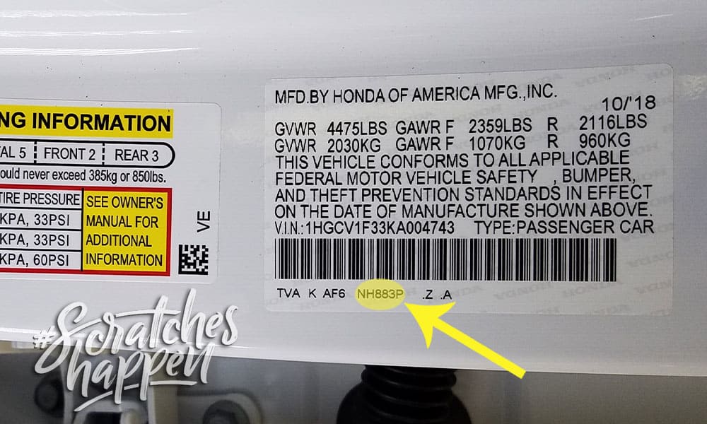 Acura Paint Code Location (Sticker) Acura Paint Code Location (Sticker)