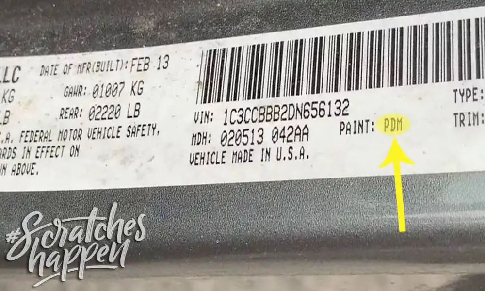 Chrysler Paint Code Location (Sticker) Chrysler Paint Code Location (Sticker)