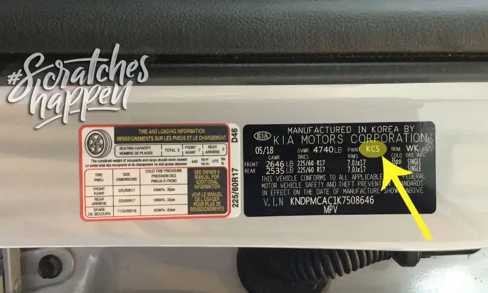Kia Paint Code Location (Sticker) Kia Paint Code Location (Sticker)