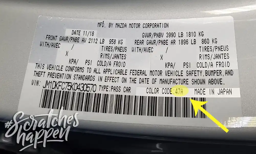 Mazda Paint Code Location (Sticker) Mazda Paint Code Location (Sticker)